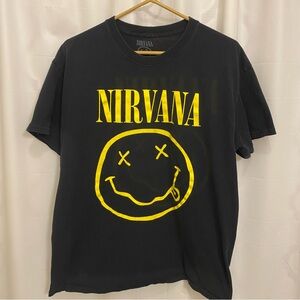 NIRVANA Black Tee with Yellow Smiley